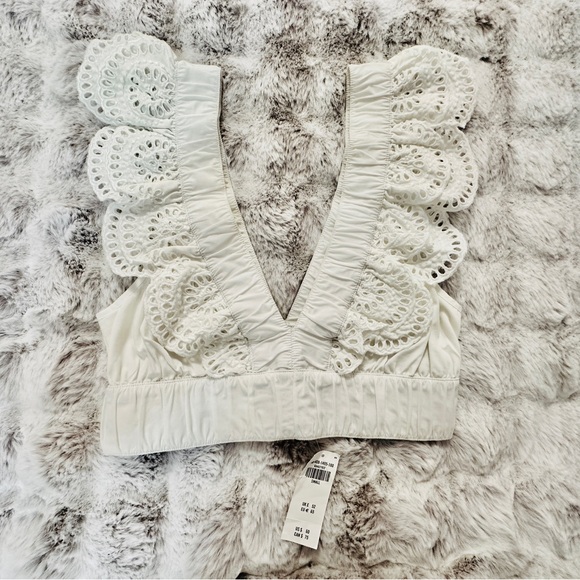 Abercrombie and Fitch White Eyelet Poplin Cropped Top Small New with Tags NWT - Picture 5 of 8